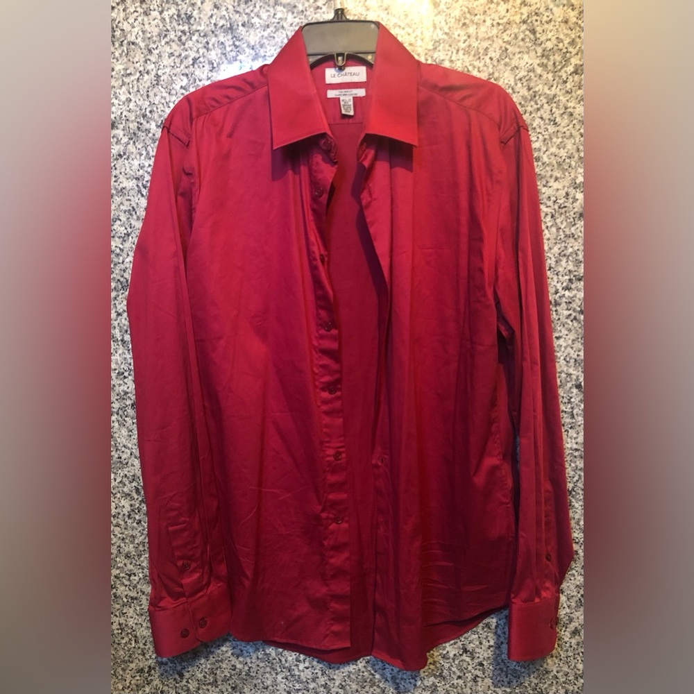 **Le Château Vibrant Red Dress Shirt**